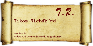 Tikos Richárd névjegykártya